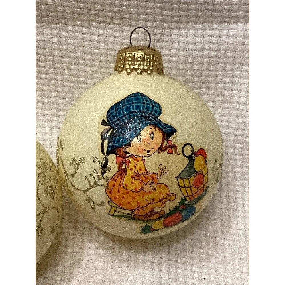 3 Vintage White Glass Christmas Ornaments West Germany Rag Doll/ Child/ Girl